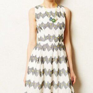 ANTHROPOLOGIE Frequence Dress Sleeveless Black & White Zigzag Stripes